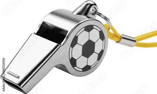 Trophy football referee whistle isolated on transparent background