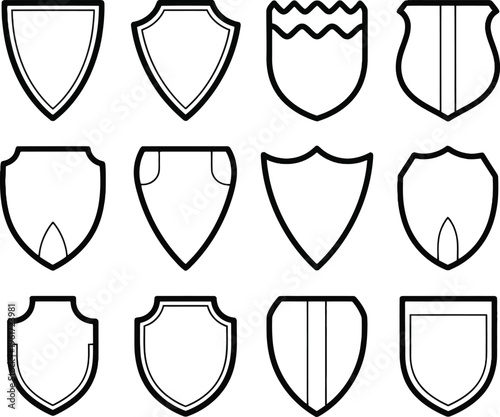 Trophy football shield icons isolated on transparent background