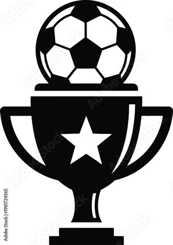 Trophy with soccer ball on isolated on transparent background football award
