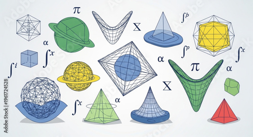 Mathematical Forms and Symbols - A Colorful Geometric Collection.