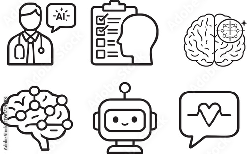 AI Health Assistant Line Icon...