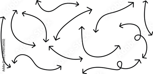 Hand drawn arrows in a chaotic pattern a messy yet intriguing design