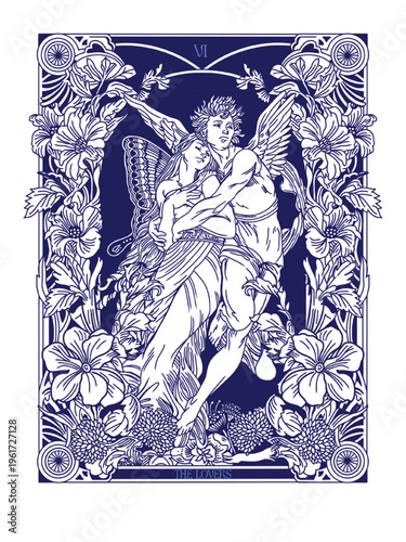 Bild auf Leinwand Illustration of The Lovers VI: Divine Union of Eros and Psyche