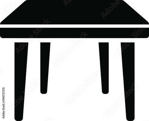 Simple black table with four legs on white background
