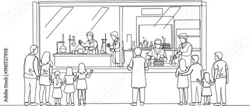 people in a restaurant, illustration of cafe interior