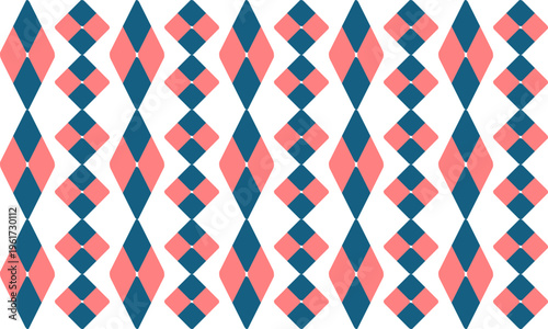 seamless geometric pattern, Seamless geometric diamond pattern in two tone blue and pink diamond checkerboard, chessboard seamless Repeat seamless pattern design for fabric printing or background