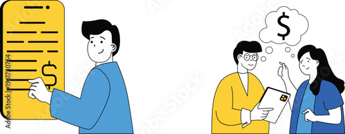 People discussing financial planning and budgeting with a focus on saving and spending money together