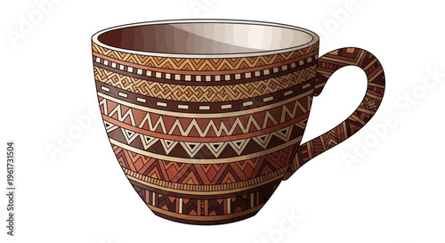 Ethnic Pattern Ceramic Coffee Cup