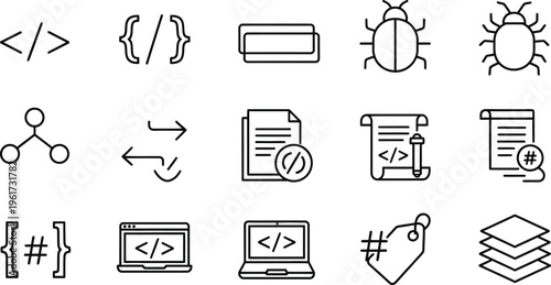 Stockline icon bundle coding development and programming icons for web and mobile design