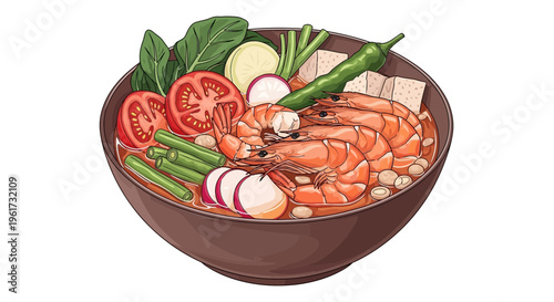 Shrimp and Vegetable Soup Bowl