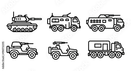 Military Vehicles Lineup Tank Truck.