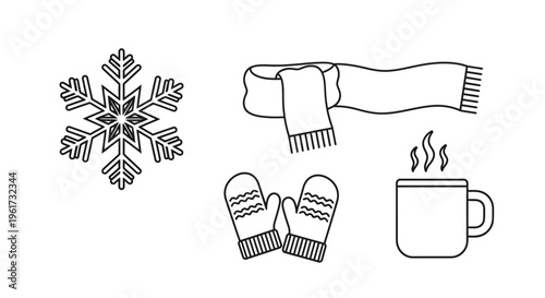 Winter accessories and hot drink.