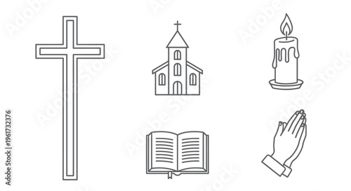 Christianity symbols and objects collection.