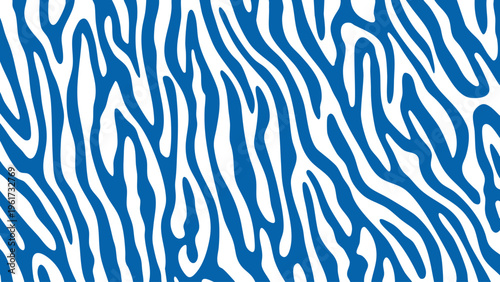 A vibrant pattern of bold blue stripes resembling animal fur markings.