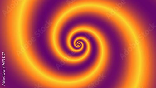 A vibrant, swirling vortex of orange and purple hues dominates the image.