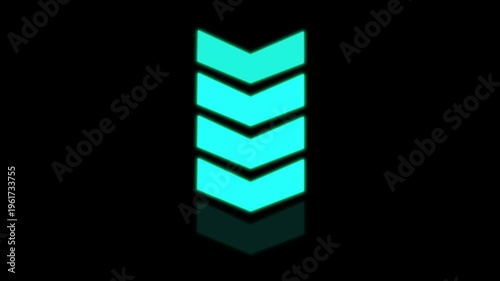 Cyan Neon Downward Arrow Directional Icon