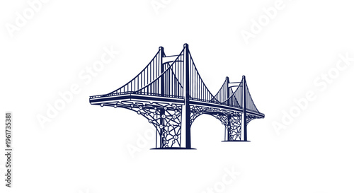 Suspension Bridge Illustration - Modern Engineering Structure