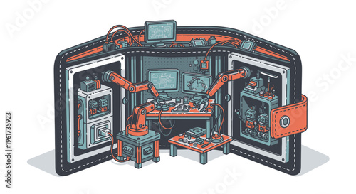 Automated Factory Inside Wallet Concept - Miniature Robotics