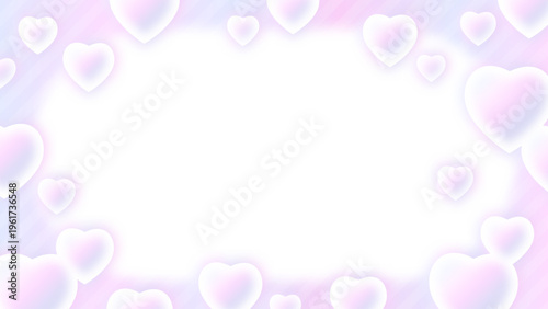 柔らかなハートが広がる可愛いフレーム背景