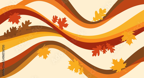 Colorful autumn leaves falling down.