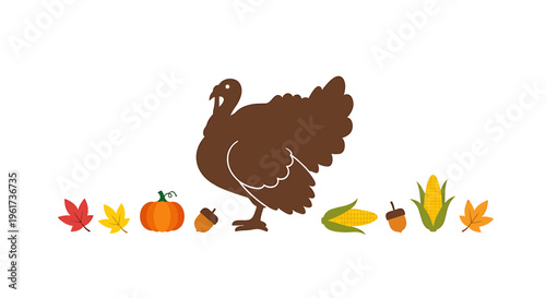 Brown Turkey Bird Animal Illustration.