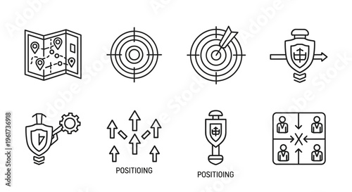 Business strategy and planning icons set.