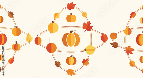 Autumn Leaves and Pumpkin Decoration.