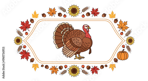 Brown Turkey Bird Animal Illustration.