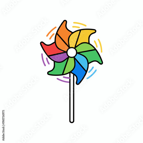 playful spinning rainbow pinwheel illustration