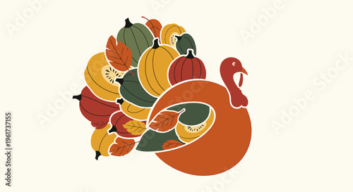 Colorful Turkey Bird Icon Graphic.