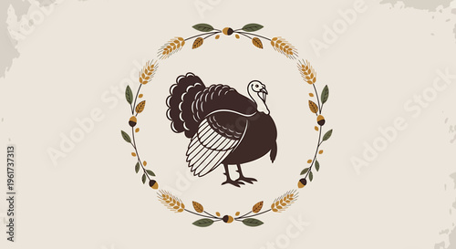 Brown Turkey Bird Illustration Closeup.