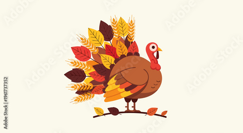 Colorful Turkey Bird Thanksgiving Symbol.