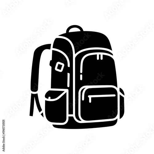 Hiking backpack icon representing outdoor adventure and trekking equipment Vector illustration