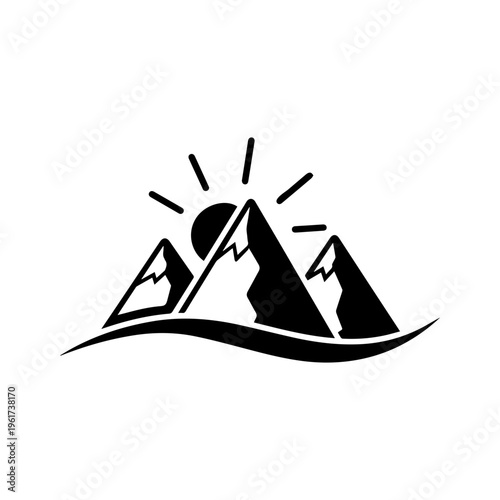 Mountain landscape icon showing nature scenery outdoor travel and adventure concept Vector illustration