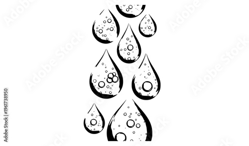 Vertical transparent gel drops with bubbles realistic vector set