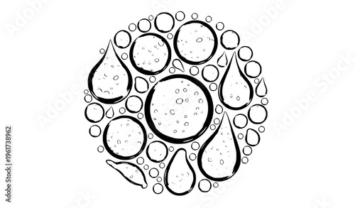 Circular clear gel drop bubbles realistic liquid vector illustration
