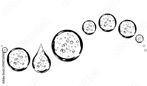 Arc layout clear gel drops with bubbles realistic liquid vector