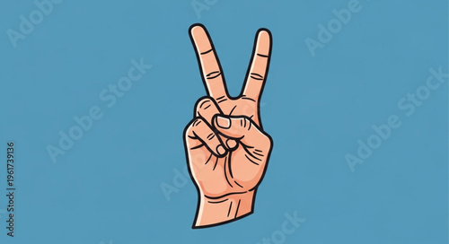 Hand Gesture - Peace Sign with Two Fingers Up.