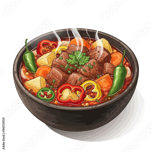 Hearty Beef Stew with Vegetables in Bowl
