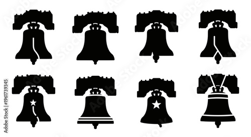 Liberty Bell Silhouettes Collection: USA Independence Symbol Variations