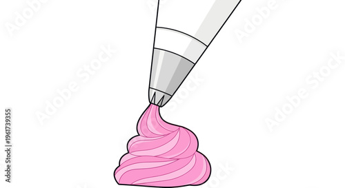 Piping Bag Decorating Cake with Pink Frosting Swirls