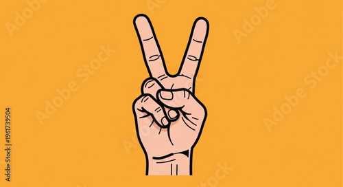 Photos Hand gesture showing the peace sign or victory symbol.