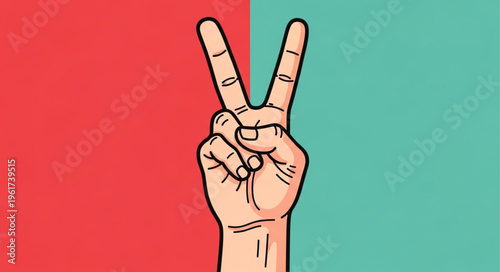 Hand gesture displaying the peace or victory sign with two fingers.