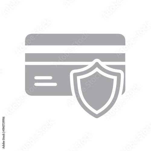 Free Download Monochrome gray credit card symbol paired with a shield icon communicates secure transaction monitoring and data protection. - GFXLoad
