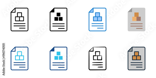 Bill of lading icons set multiple style collection. Editable stroke 
