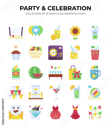 Party & Celebration Icons. 25 Flat Design Elements