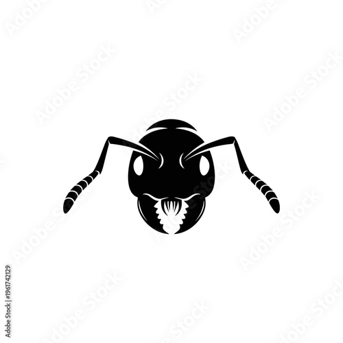 Black silhouette of an ant head.