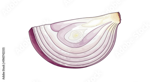 Red Onion Slice Isolated on White Background