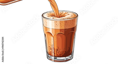 Refreshing cola beverage pouring into a glass with foam