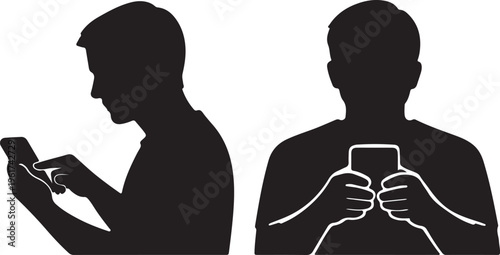 Black Man working at computer silhouette